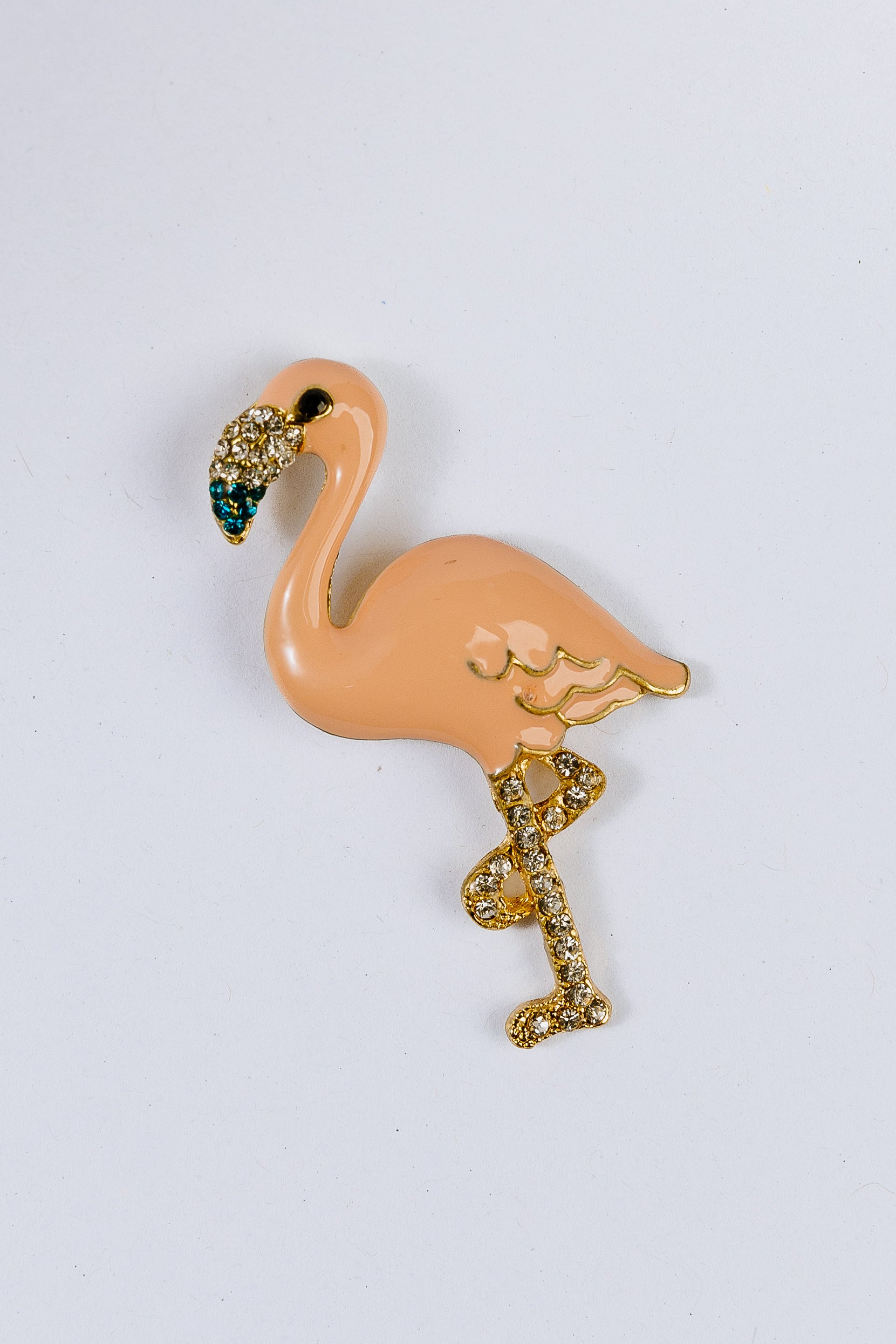 Flamingo-shaped charm with rhinestone details