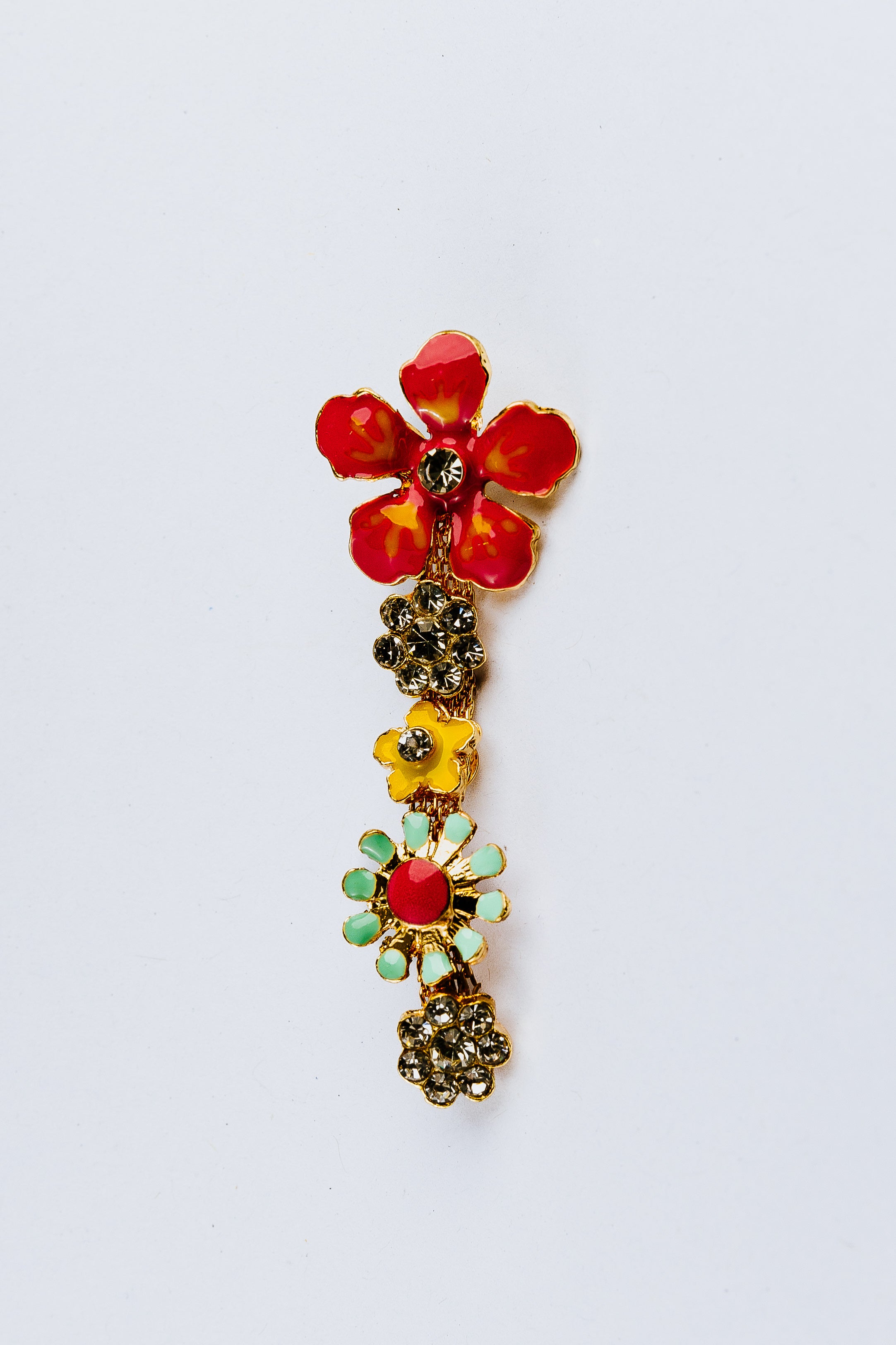 Decorative pink flowerettes charm with gemstones