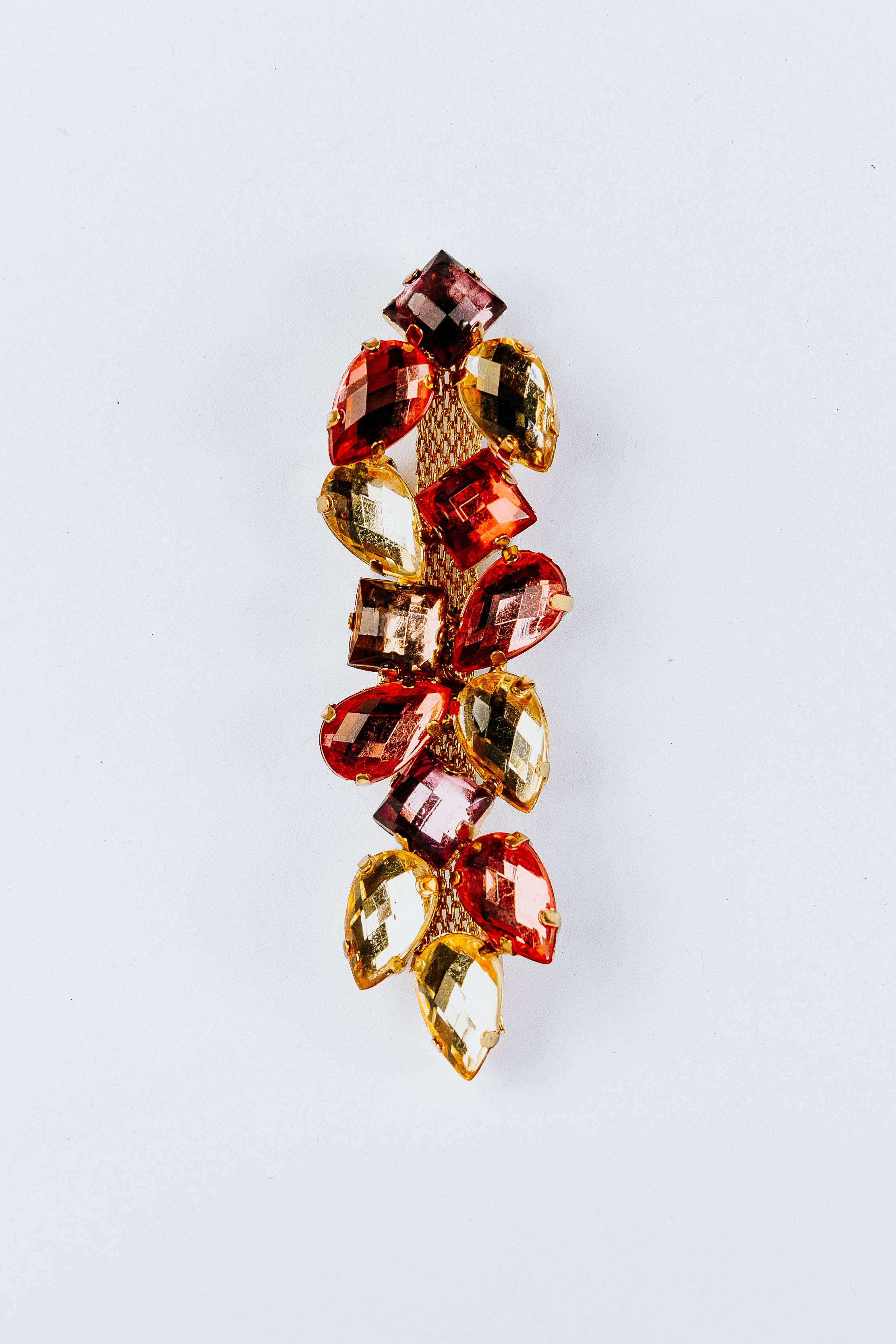 Multicolored gemstone leaf-shaped charm
