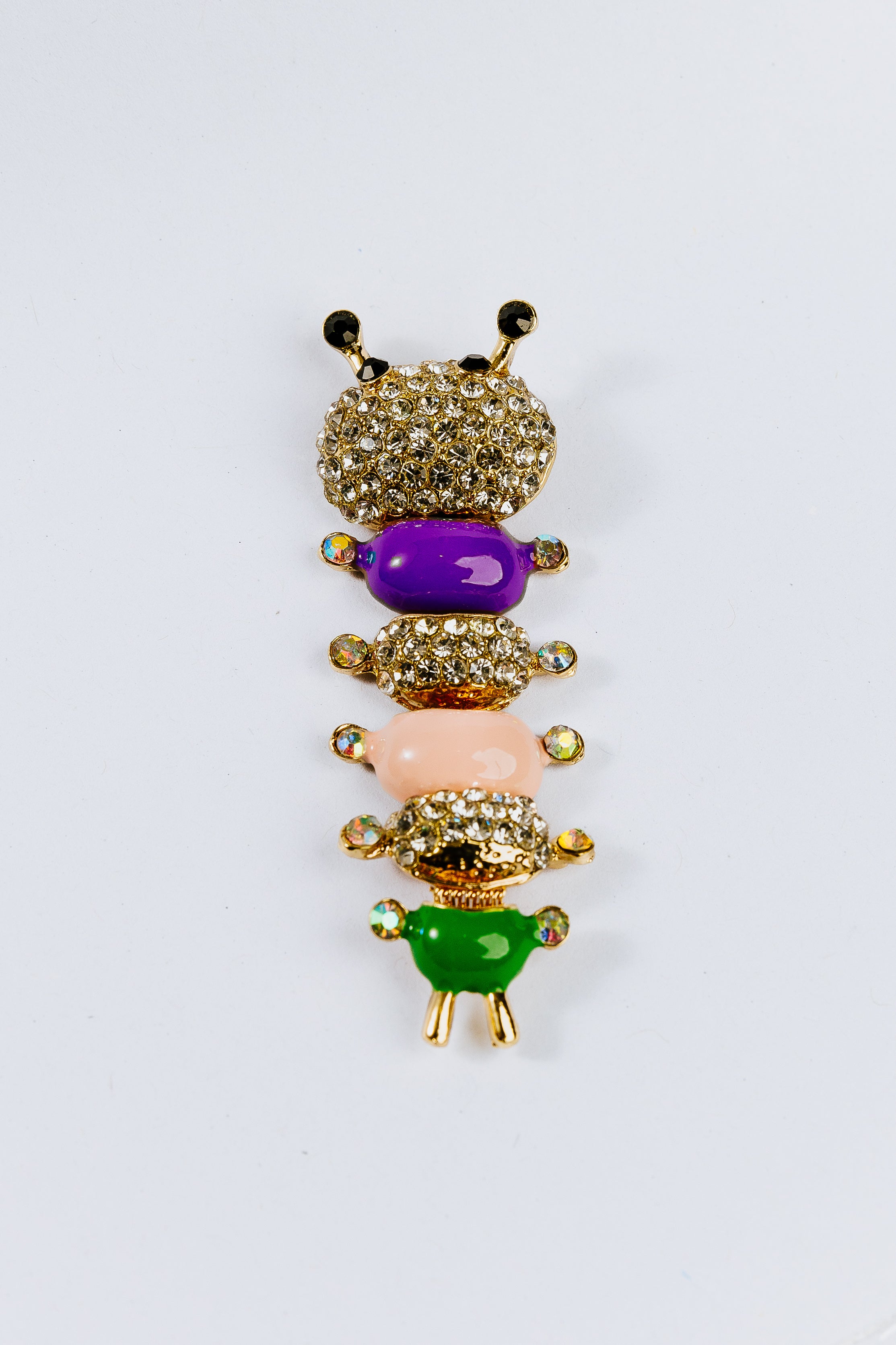 Colorful caterpillar charm with gemstones