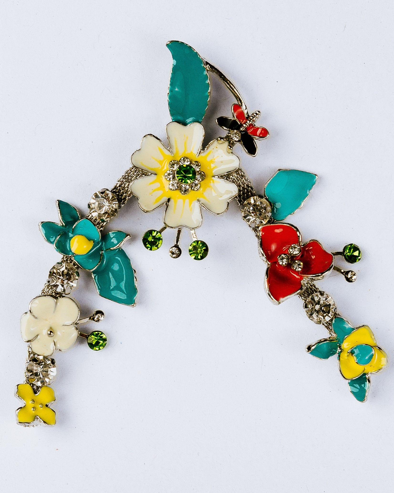 Blue flower arch design charm with rhinestones